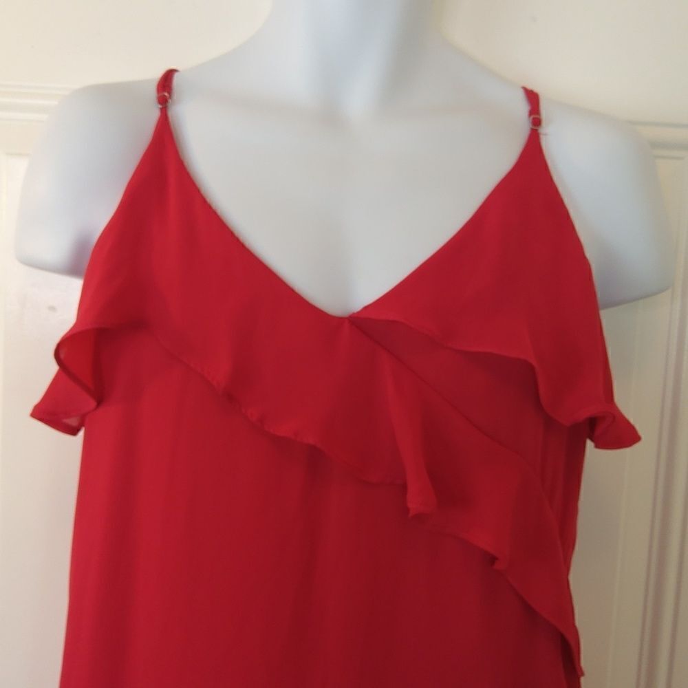 Taylor red fully lined adjustable spaghetti strap… - image 2